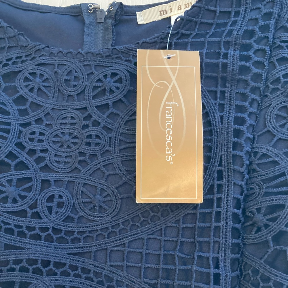 Francesca’s Mi Ami Navy Lace Dress